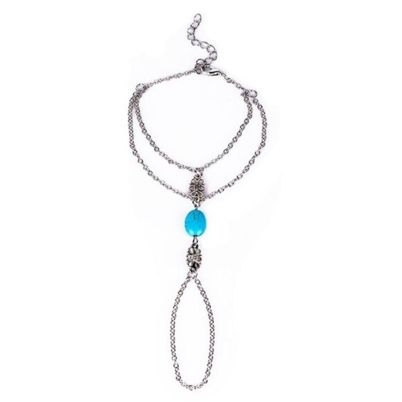 Silver and Turquoise Bracelet Hand Harness - Picture 5 of 7